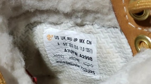 Timberland X Champion Collab Kleinkind Kinder Stiefel Weizen Hellbraun Nubuk Größe 6 A2998 - Bild 13 von 13