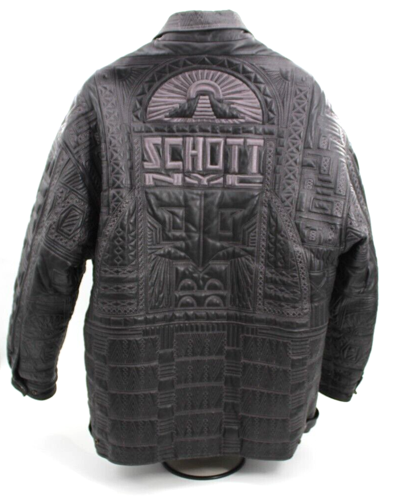RARE! Schott NYC Genuine Leather Stitched Lined Black Jacket Men's