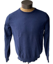J.Crew Men's 100 Harbor Cotton Blue Crewneck Pullover Sweater-Sz.Large 42-44 