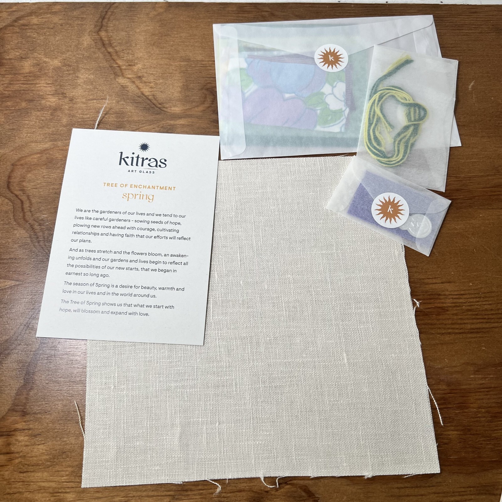 Wattle & Loop Kitras Art Glass SPRING Slow Stitched Tree of Enchantment Kit