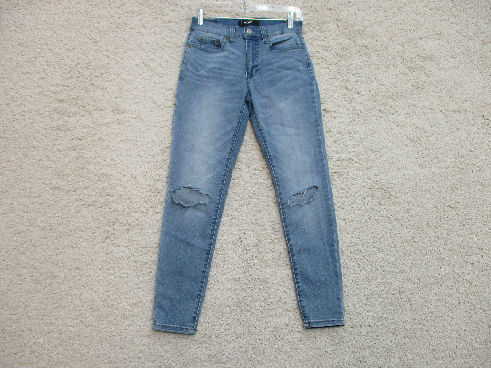 Aeropostale Jeans 2 Womens Regular Size Blue Denim High Rise Distressed Skinny