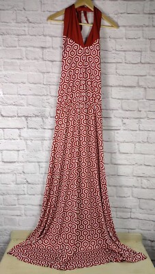 Mudpie Bag Lady Halter Tie 3-Way Dress Large NWT Red White Boho Retro Stretch 