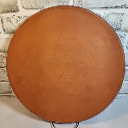 Studio Kunst Keramik Terrakotta signiert groß 14" Servierplatte - Bild 7 von 12