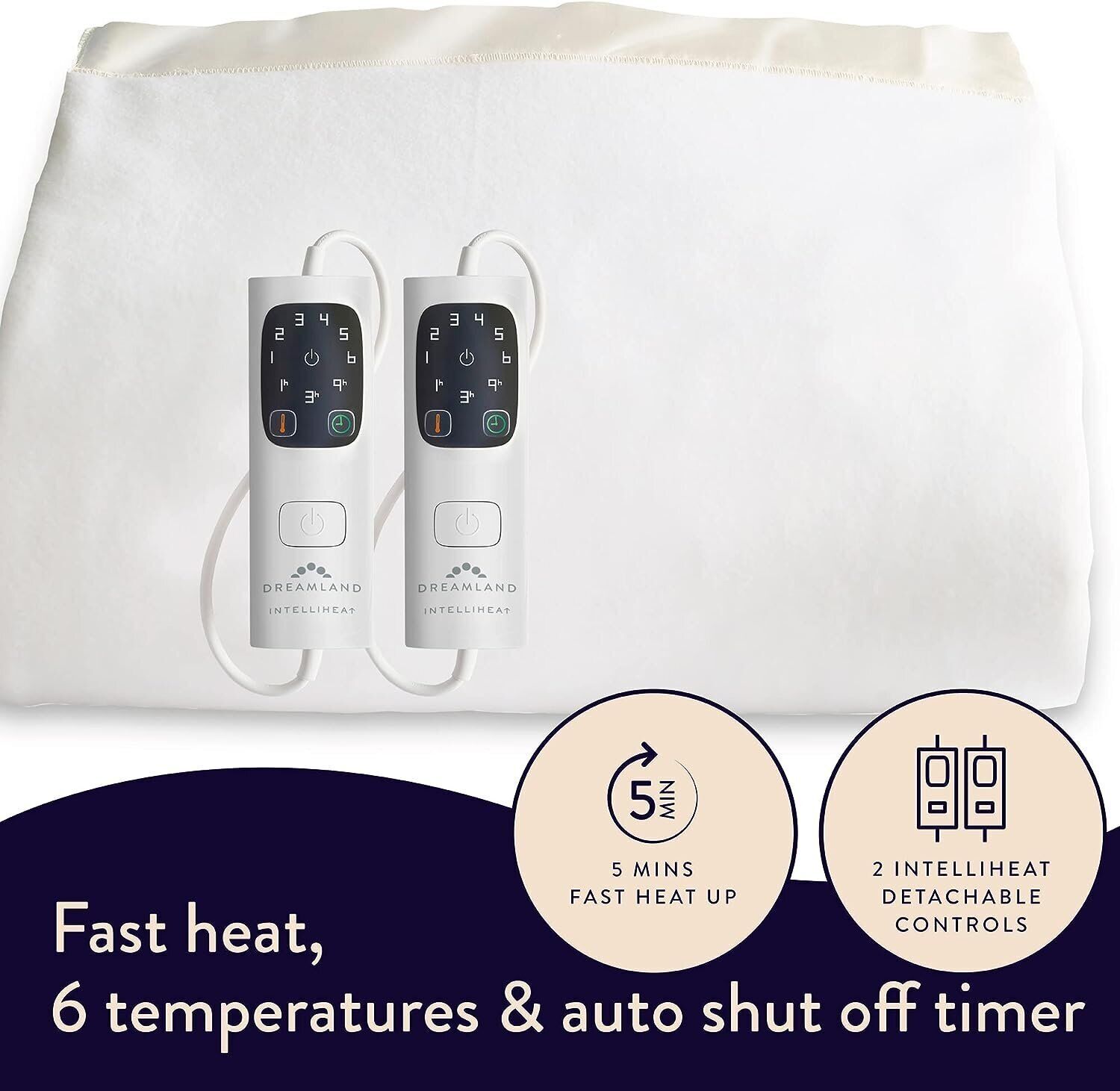 Dreamland Electric Warming Overblanket King Size with 2 Controls 215 x