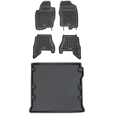 RX18041021-1 Satz Fußmatten und PE Kofferraumwanne für Nissan PATHFINDER III 200