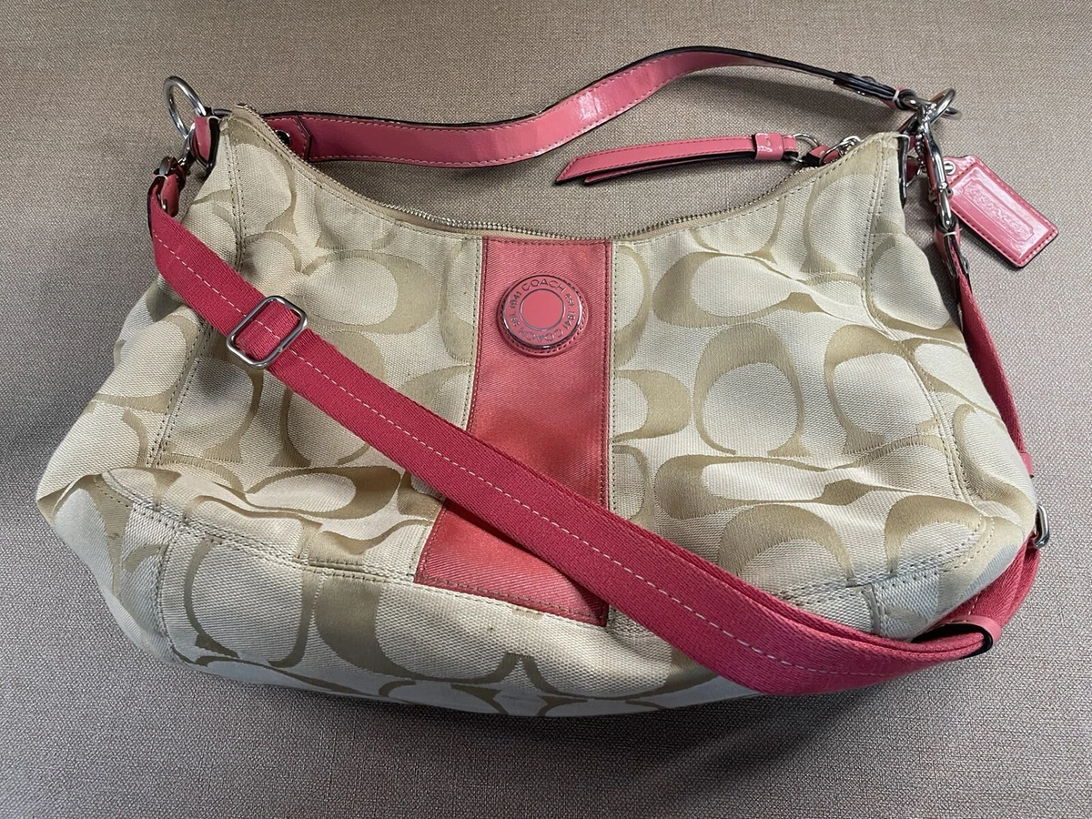 Coach Signature C Pink Tan Brown Hobo Bag No H1261-F19281 with COA