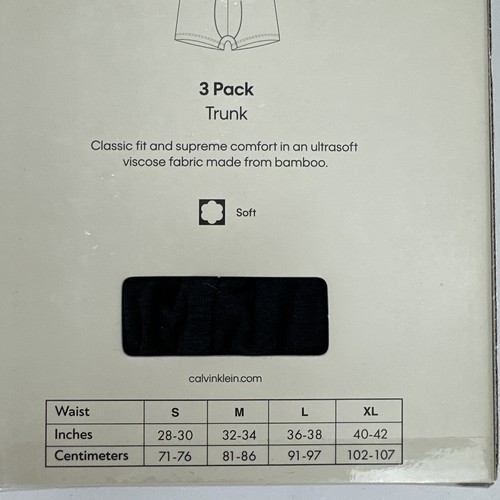 Men's Med Calvin Klein Trunk 3-Pack Black The Ultimate Comfort Viscose & Cotton - Picture 8 of 8