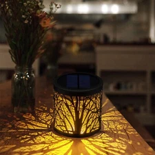 Solar Table Lantern Outdoor Waterproof - Solar Tree Lamps Metal Desktop Decor...