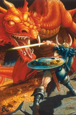 Dungeons & Dragons - Fantasy / Gaming Poster (Dragon Battle) (Size: 24" x 36")