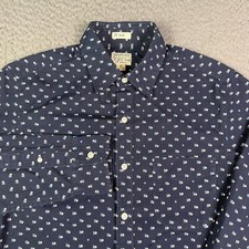 J Crew Shirt Mens Small Blue Floral Slim Secret Wash Organic Cotton Stretch