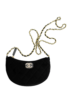 BNIB Chanel Half Moon Bag in Suede/Velvet with Crystal CC BNIB Chanel Half Moon Bag in Suede/Velvet with Crystal CC