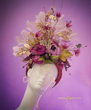 Kentucky Derby Fascinator Plum Purple Gold Lavender Lilac Royal Ascot Hats Green