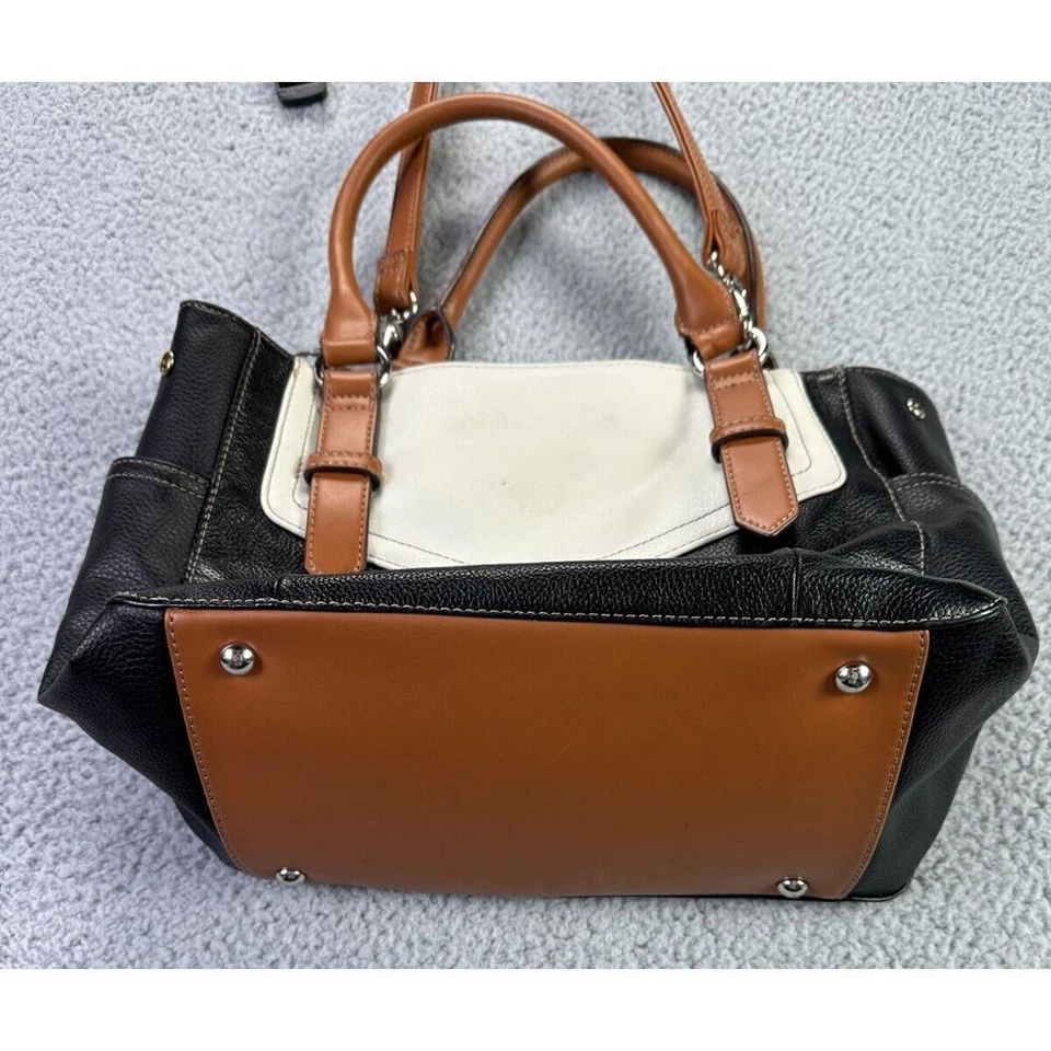 Bolso Tignanello Mujer Negro Blanco Marrón Mano Hombro Cuero Hebilla Damas Foto 2 de 4