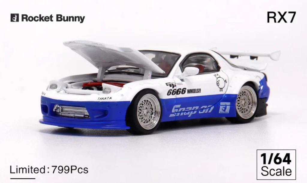 Master 1:64 JDM White RX7 FD Pandem Racing Sports Model Diecast
