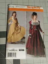 Simplicity Pattern 2172 Steampunk Victorian Gypsy Dress Costume Size 14-22 UNCUT