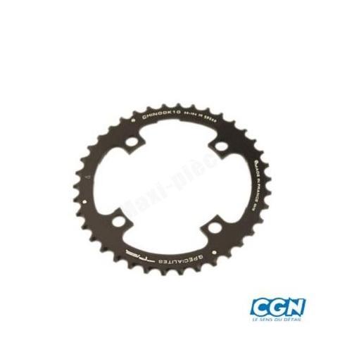 Plateau VTT 38 dents Spécialités TA Chinook noir 104mm en aluminium usiné CNC