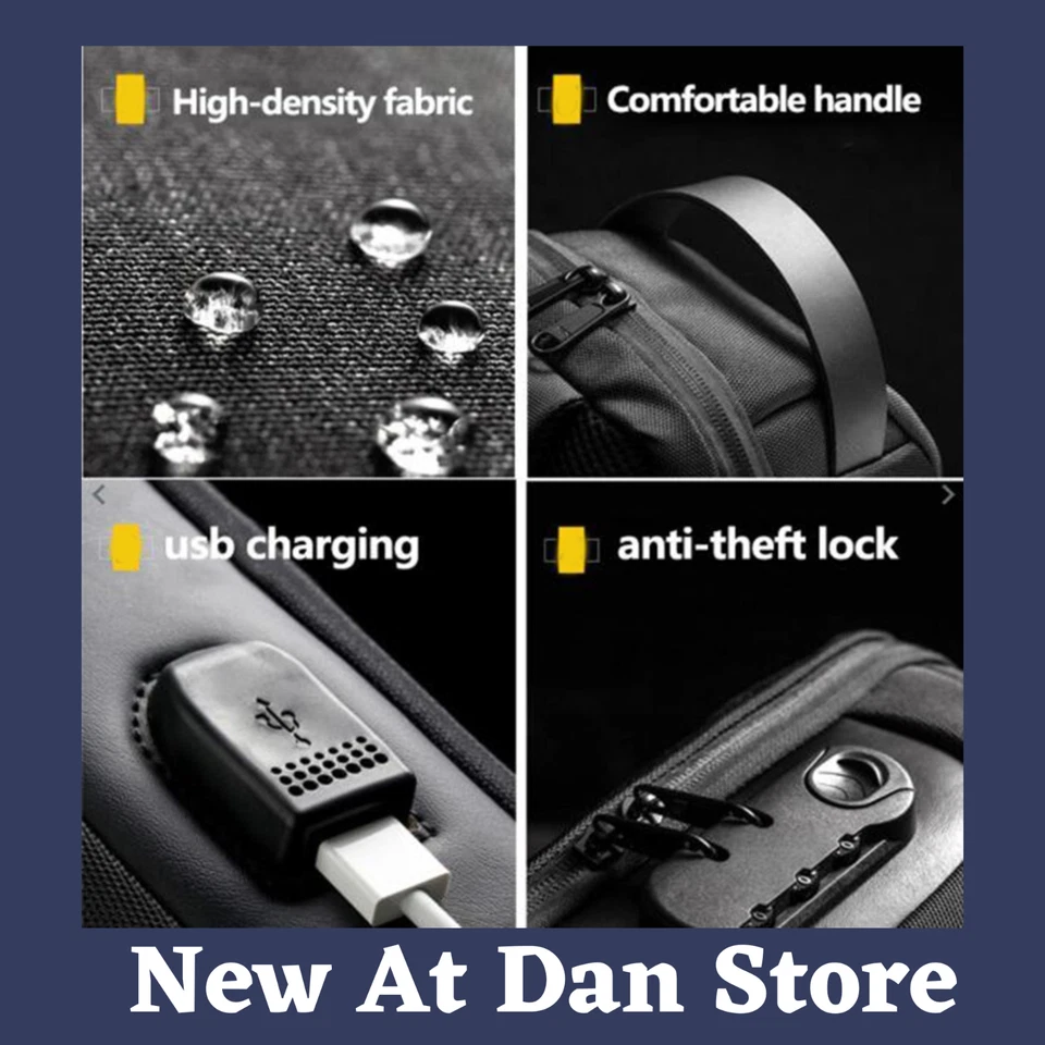 Waterproof USB Anti-theft Bag Men Oxford Crossbody Shoulder Bag Short Travel - Image 4 of 4