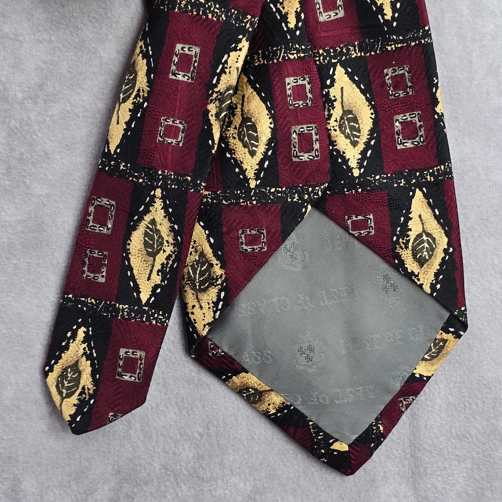 Robert Talbott Nordstrom Geometric Leaf Red Gold Silk Italy Men's Neck Tie NWOT image 6