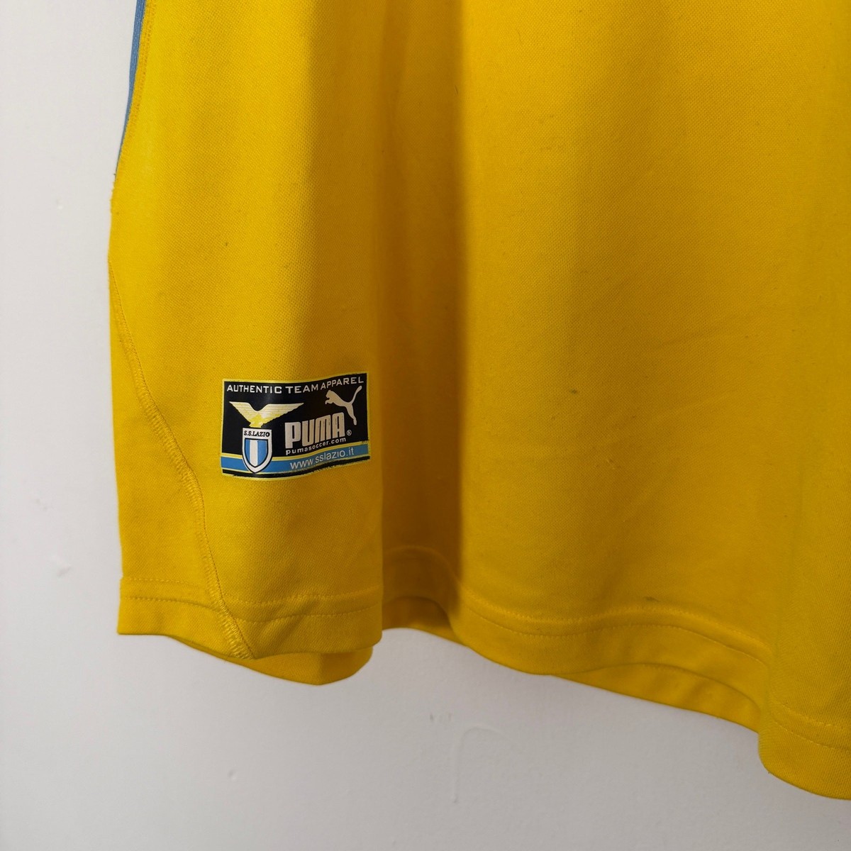 Vintage Y2K SS Lazio Italy FIFA Puma Soccer Football Sports Jersey Yellow Medium View 3