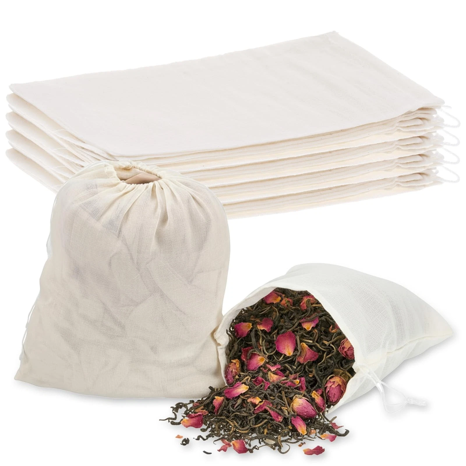 30×25cm Spice Bags Large, Pack of 10 Tea Bags Cotton, Reusable Ge...