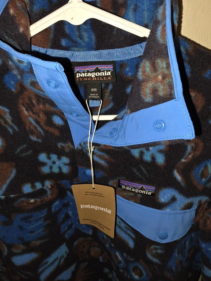 ¡NUEVO! Chaqueta Pullover Patagonia Snap-T Synchilla Polar Mujer XXS Azul Negro Abrigo Foto 2 de 3