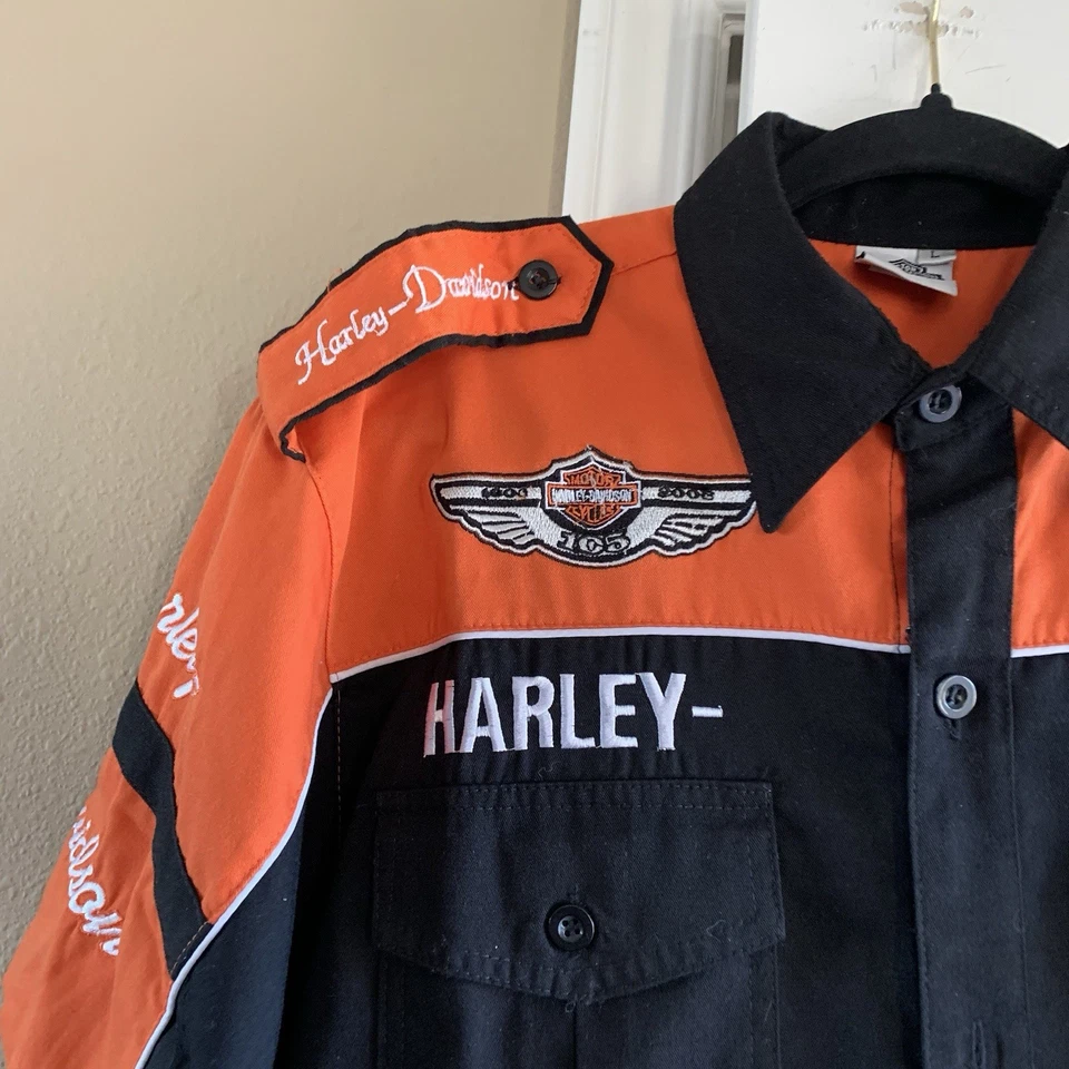 Camisa Harley Davidson Manga Corta Botón Hombre Talla L Grande Motociclista Garaje Foto 2 de 4