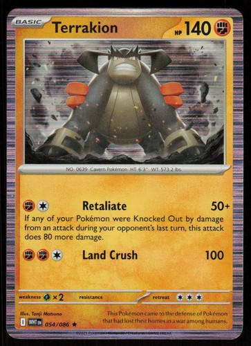 Terrakion 054/086 Holo Rare White Flare Pokemon Near Mint