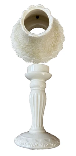 Yankee Candle Ivory Porcelain Pedestal Tea Light Candle Holder Lamp Two Pieces