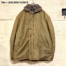 Golden Fleece 70s N-1 Deck Jacket Military Cotton Khaki Brown Size 44 Vintage