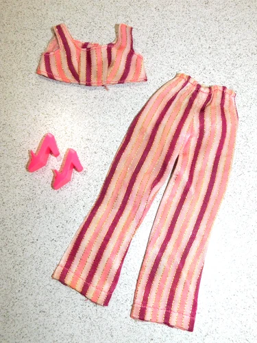 Barbie:  VINTAGE Complete COOL CASUALS Outfit Dancing Stripes Fabric!