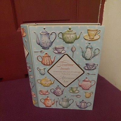 Tea Time Treats Keksdose, LEER blau geprägt 3D Deko Mehrweg Dose 