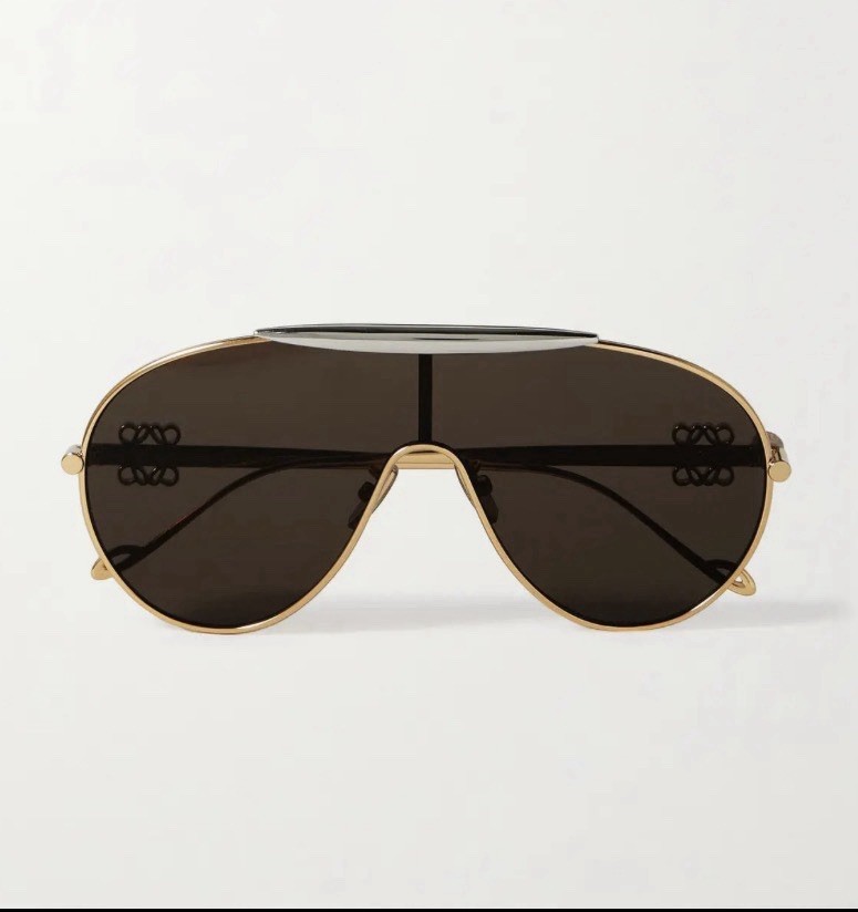 LOEWE Spoiler Aviator-Style Sunglasses Gold Frame Gradient Brown Lenses