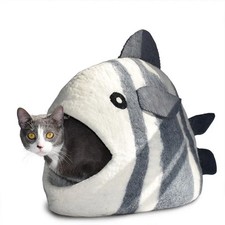Cat or Small Dog Cave Bed- White Fish by Dharma Dog Karma Cat