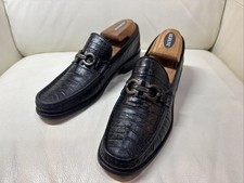 FERRAGAMO Alligator Crocodile Loafer GANCINI Horsebit Hardware Women s 9