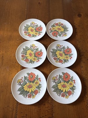 Vintage Texas Ware 6  Flower Plates 1970s Set Of 6 Cake Plates