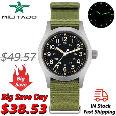 Militado ML05 Vintage Uhr VH31 Sweep Second Movement gewölbtes Saphirglas   