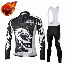 Winter Radbekleidung Herren Thermo Fahrradtrikot Langarm Trägerhose Radhose Set