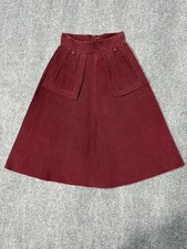 Vintage 70s 60s Corduroy Skirt High Waist Flap Pockets Waist Retro Flared
