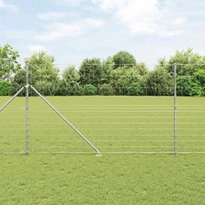 WALPLUS Field Fence Silver 25x1.5 m Galvanised Steel Mesh Farm Fence