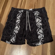 VINTAGE Wave Zone Swim Trunks Mens XL Dragon Tribal Mesh Lined Shorts Drawstring