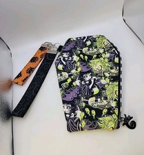 BEETLEJUICE Lydia Coffin Shaped Glitter Make Up Bag Clutch Travel Purse Rare 