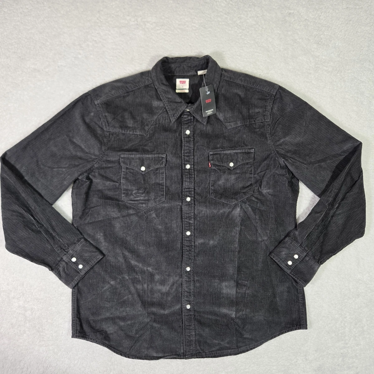 Corduroy Long Sleeve Western Casual Button-Down Shirts for Men for