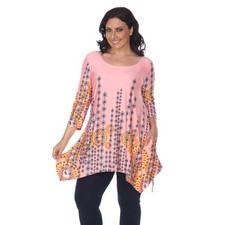 White Mark PS1301-46-2XL Plus Size Rella Tunic Dress - Pink 2XL