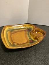 Calif Pottery 741 Snack Tray Chip and Dip Plate, 1960s  Glaze