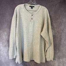 Basic Equipment Men’s 2X Gray Long Sleeve Ribbed Knit Henley T-Shirt Casual Tee