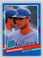 1991 Donruss #45 Dave Hansen Rated Rookie (RC) Los Angeles Dodgers Baseball Card. rookie card picture