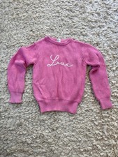 Girls Birdie Bean Pink Love Knit Sweater Size 7 Bamboo Cotton
