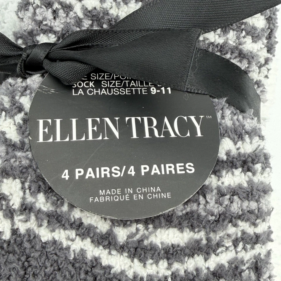 Ellen Tracy Women’s 4 Pair Cozy Fuzzy Socks Pack Size 9-11 NWT - Image 2 of 4