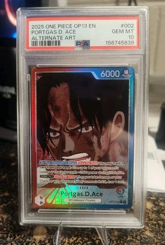 English PSA 10 Portgas.D.Ace OP13-002 Alt Art Ace One Piece