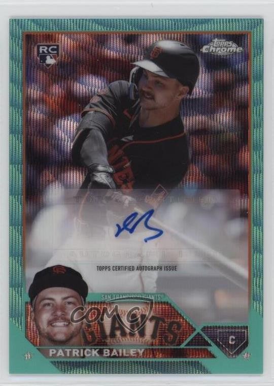 2023 Topps Chrome Update Aqua Wave Refractor 77/199 Patrick Bailey Auto 13o6